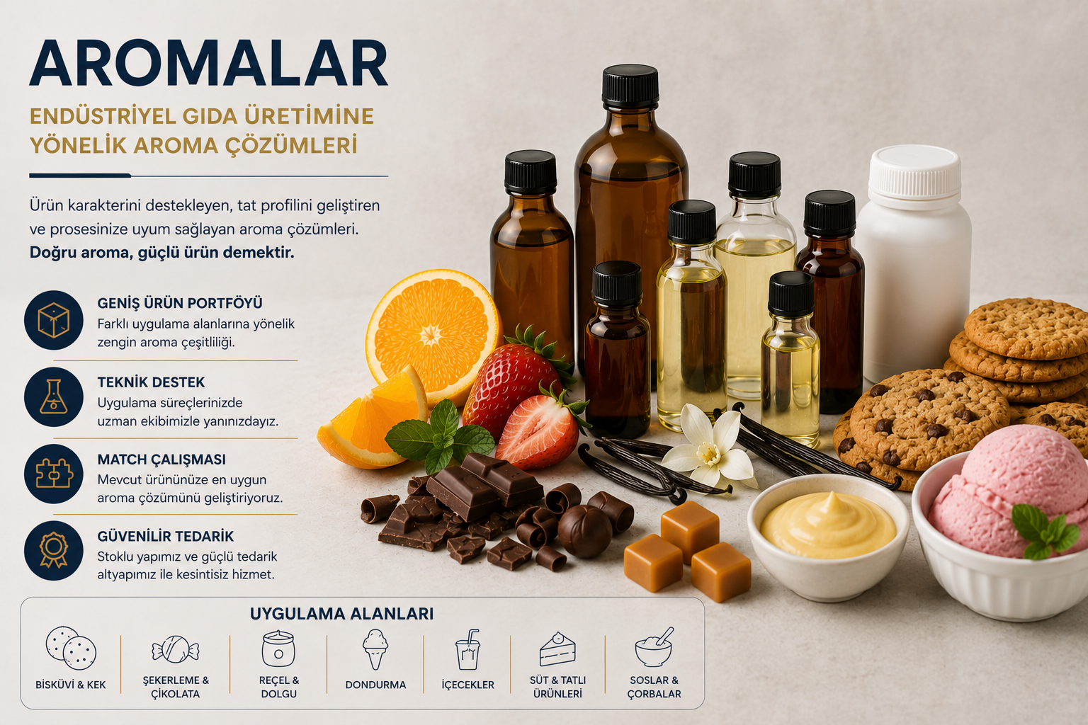 aroma çözümleri ve endüstriyel gıda uygulamaları